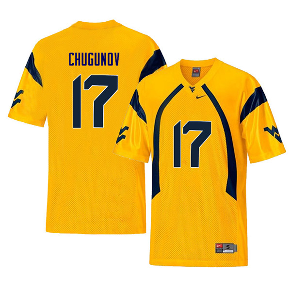 Men #17 Mitch Chugunov West Virginia Mountaineers Retro College Football Jerseys Sale-Yellow - Click Image to Close